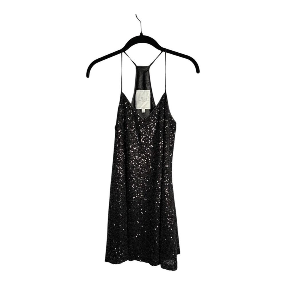 Pearl by Georgina Chapman Black Sequin Halter Mini Dress 2